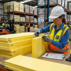 Pemeriksaan density XPS Foam Board kuning untuk kualitas insulasi proyek industri