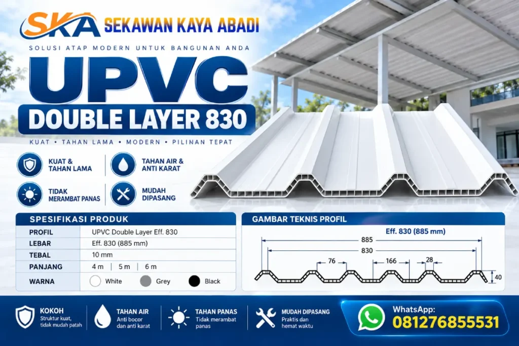 Harga Atap uPVC Double Layer Per Lembar Sekawan Kaya Abadi